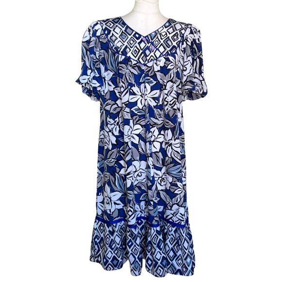 Liberty House Naturally Petite Honolulu Hawaii Dresses & Skirts - Vintage Liberty House Hawaiian Muu Muu Dress Naturally Petite Blue Floral